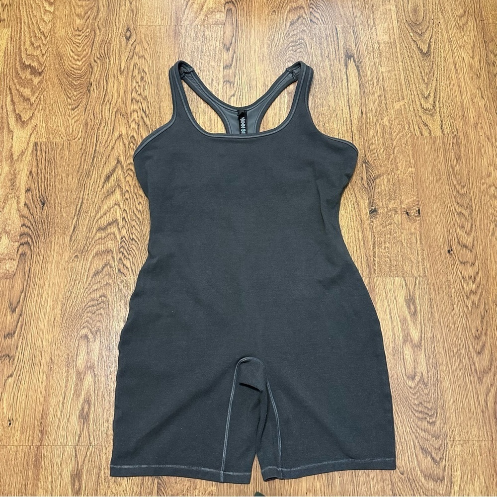 Skims Brown/Gray Sleeveless Built in Bra Stretchy Romper Plus Size 4XL Cotton